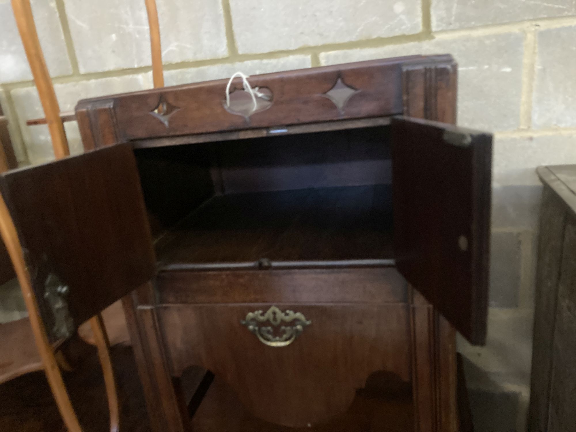 A George III mahogany tray top commode, width 50cm depth 44cm height 76cm